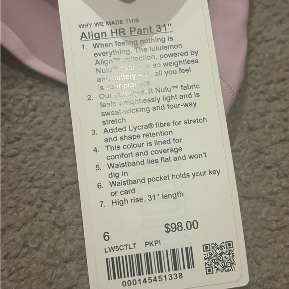 Lululemon align leggings sz 6 NWT - Picture 5 of 5